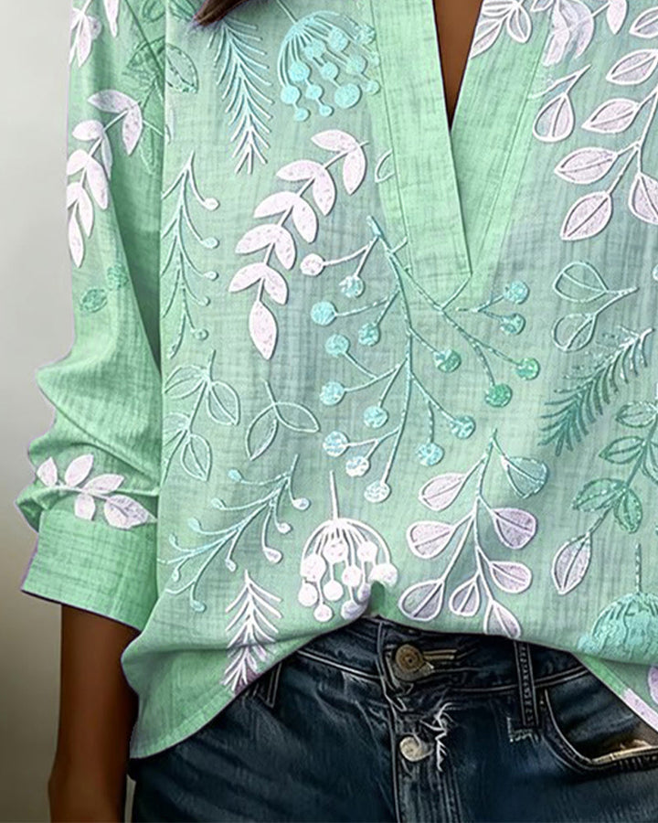 Evelina - Camicetta a fiori con collo alto