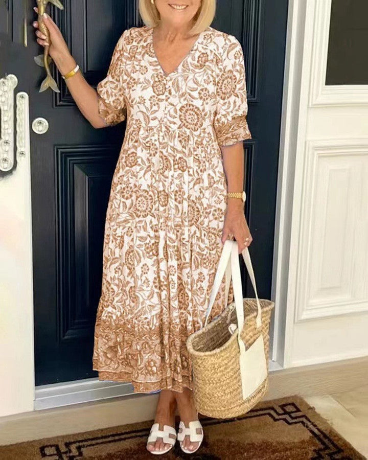 Emma | Abito Floreale con Scollatura a V Elegante