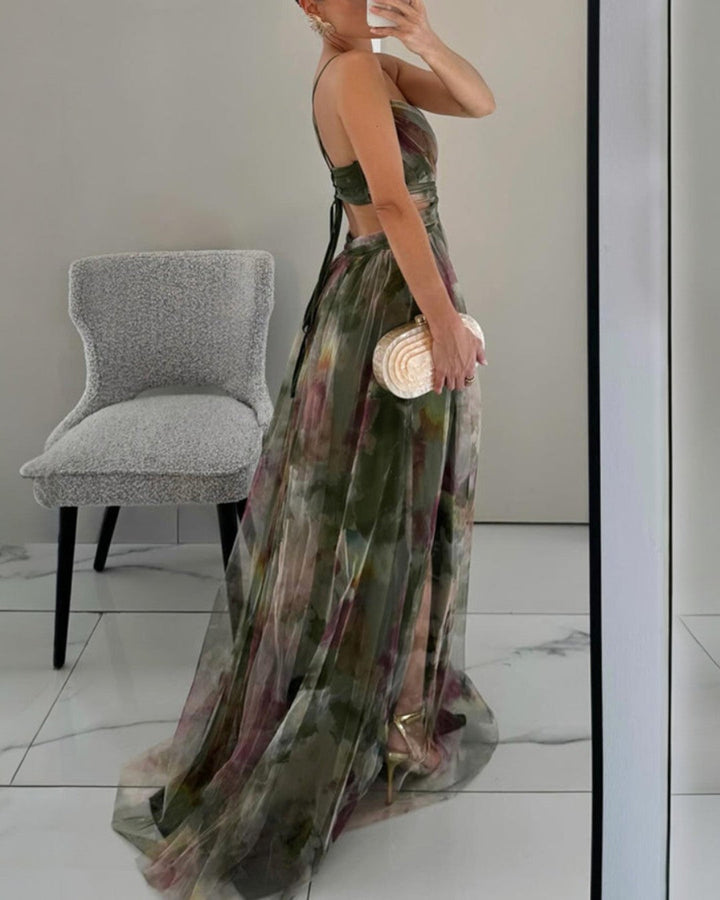 Claudia |™ Abito lungo incantevole con stampa floreale