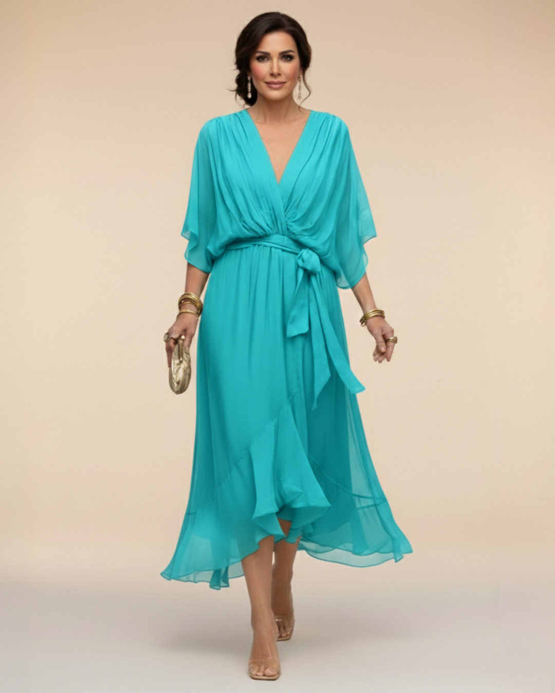 Julieta | Abito in chiffon scollo a V