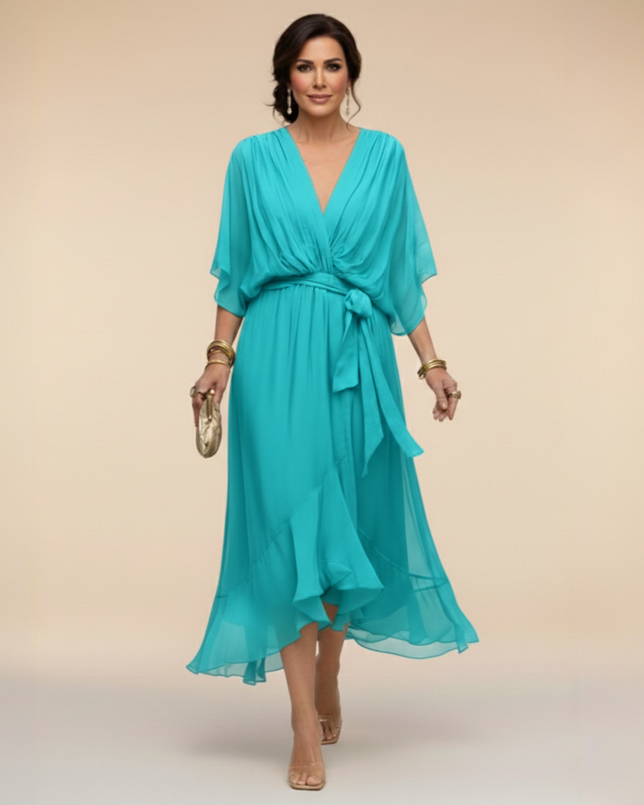 Julieta | Abito in chiffon scollo a V