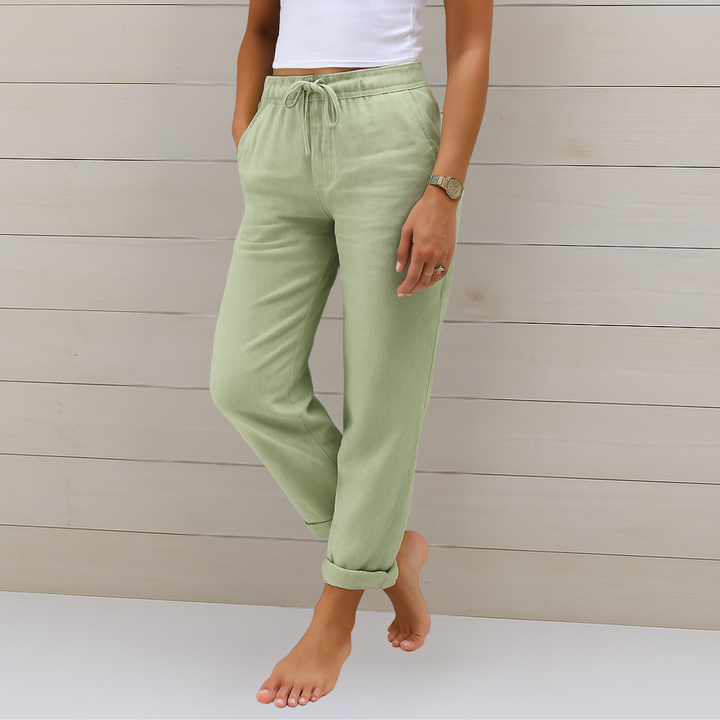 Maylora | Pantaloni Relax in Lino con Vita Regolabile