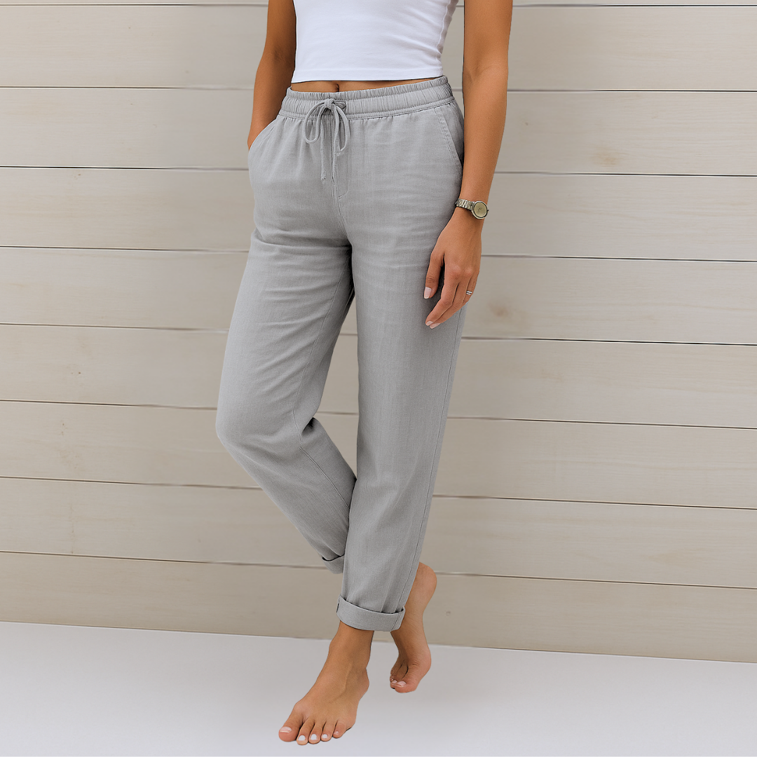 Maylora | Pantaloni Relax in Lino con Vita Regolabile
