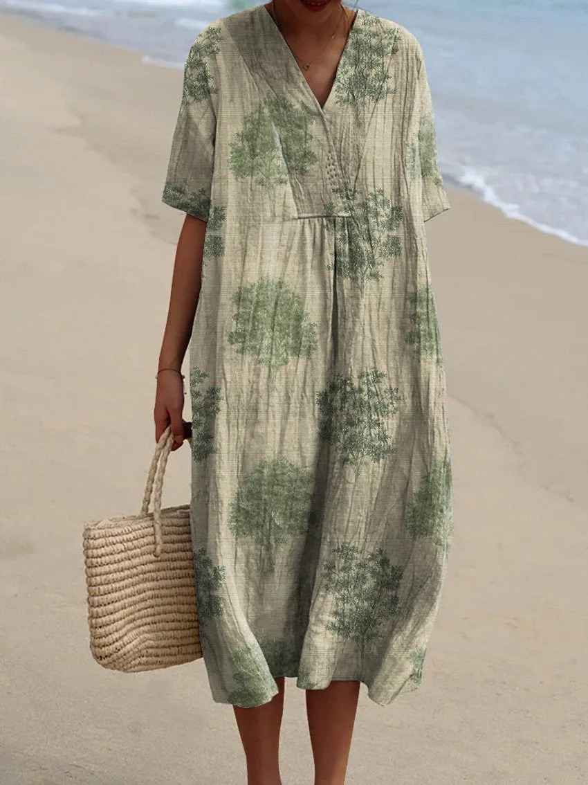 Abito Casual Flowy con Stampa Floreale Vintage da Donna