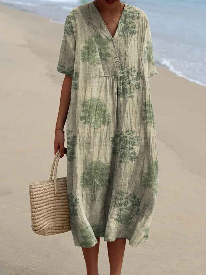 Abito Casual Flowy con Stampa Floreale Vintage da Donna
