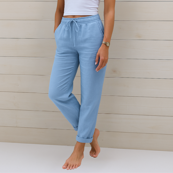 Maylora | Pantaloni Relax in Lino con Vita Regolabile