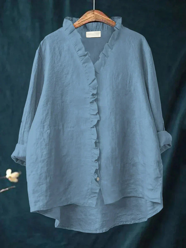 Lily | Blusa in Cotone e Lino con Volant