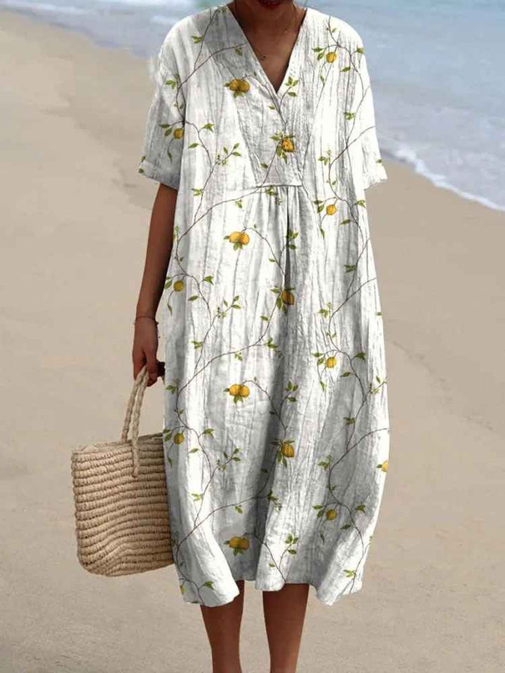 Abito Casual Flowy con Stampa Floreale Vintage da Donna