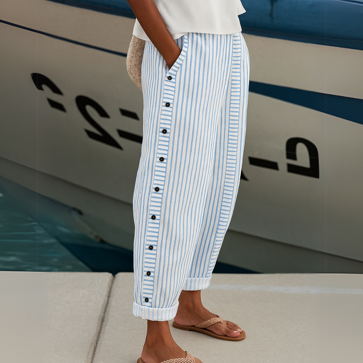 Caitlin | Eleganti Pantaloni a Strisce con Bottoni