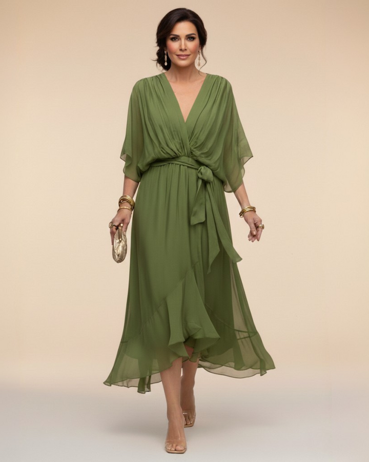 Julieta | Abito in chiffon scollo a V