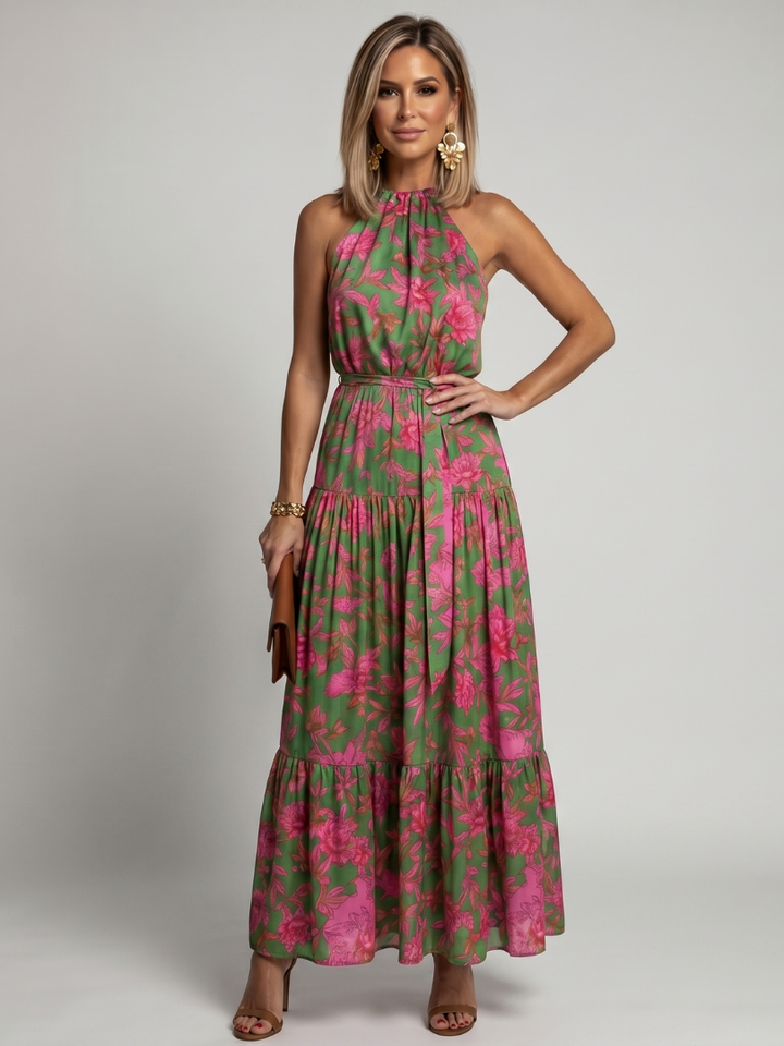 Rowen | Abito Midi con Collo All'Americana Drappeggiato
