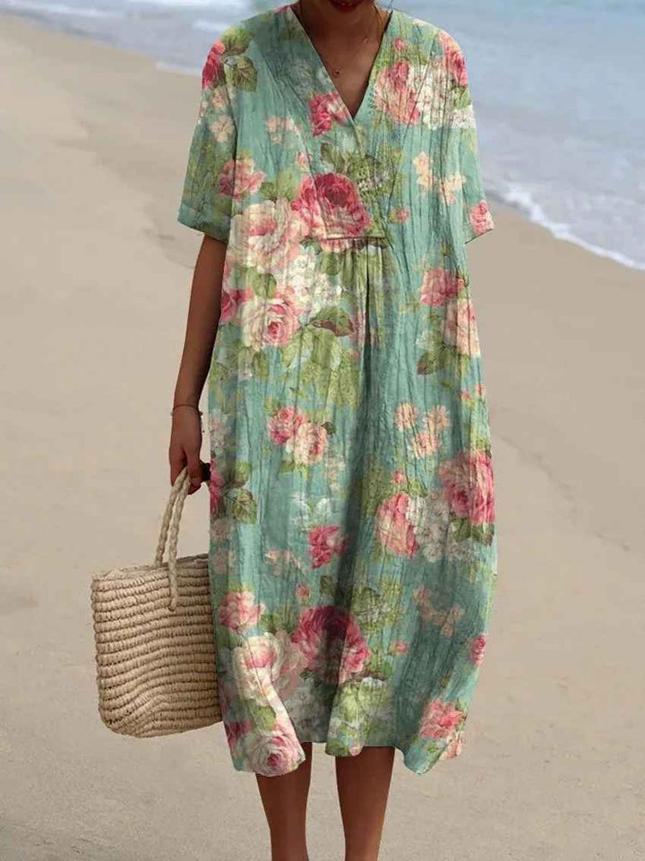 Abito Casual Flowy con Stampa Floreale Vintage da Donna