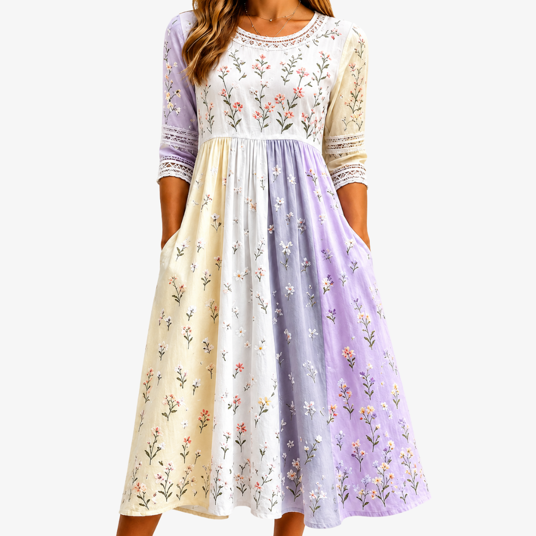 Abito Midi Patchwork Lavanda Prato