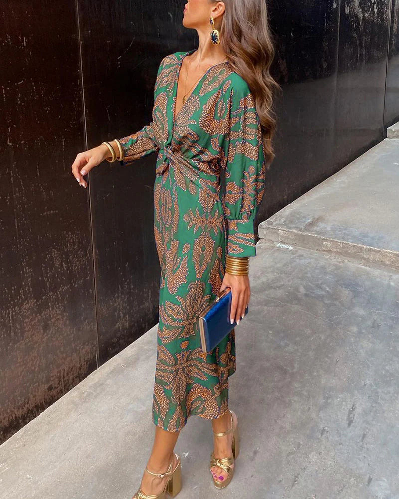 Gina - Abito elegante con maniche lunghe e motivo floreale