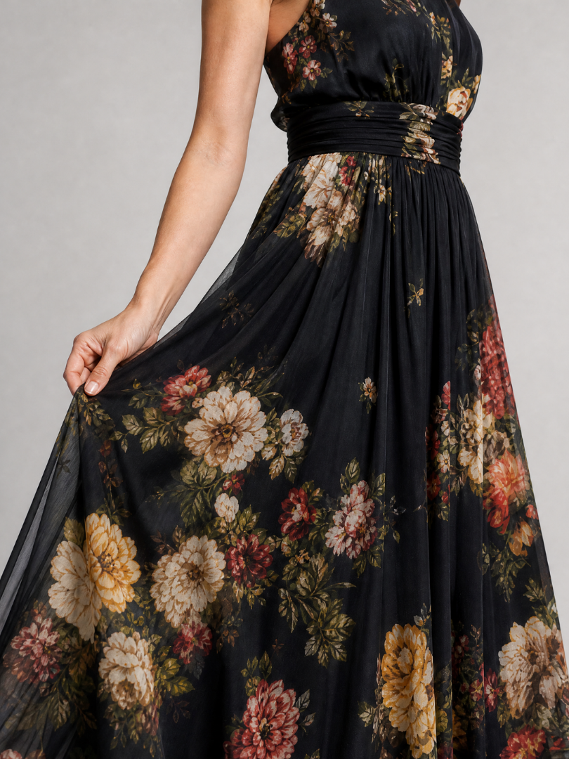 Sior | Abito Midi con Scollo Halter a Fiori
