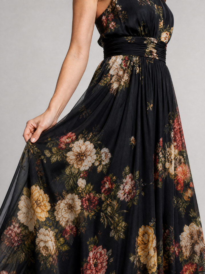 Sior | Abito Midi con Scollo Halter a Fiori