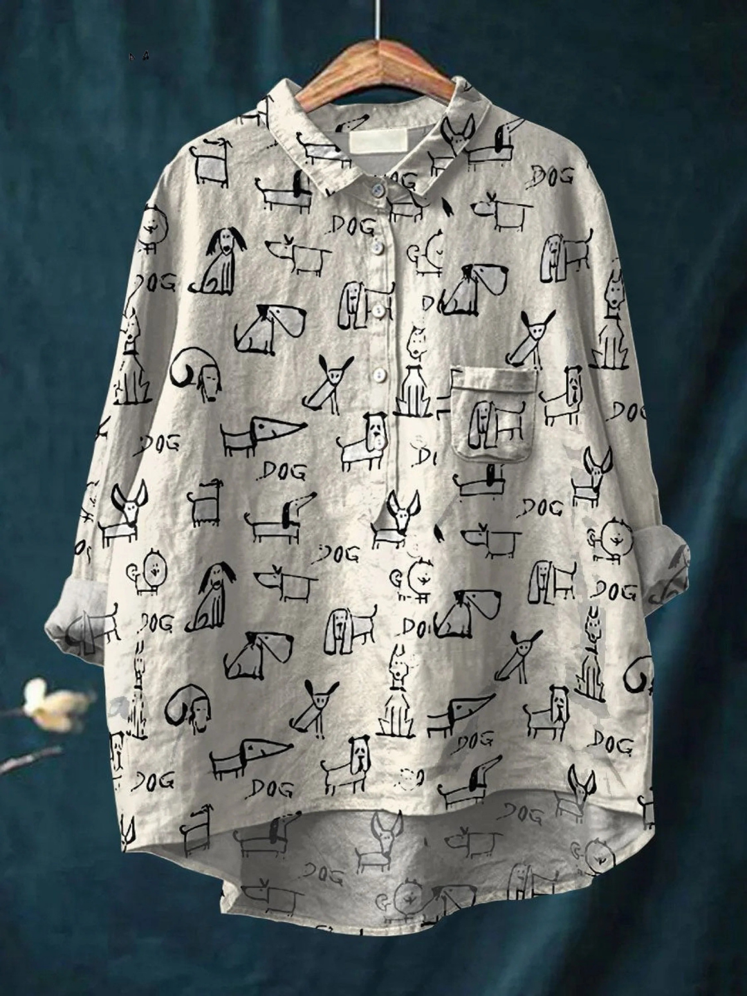Ivy | Camicia Casual Donna con Stampa di Cani Carina