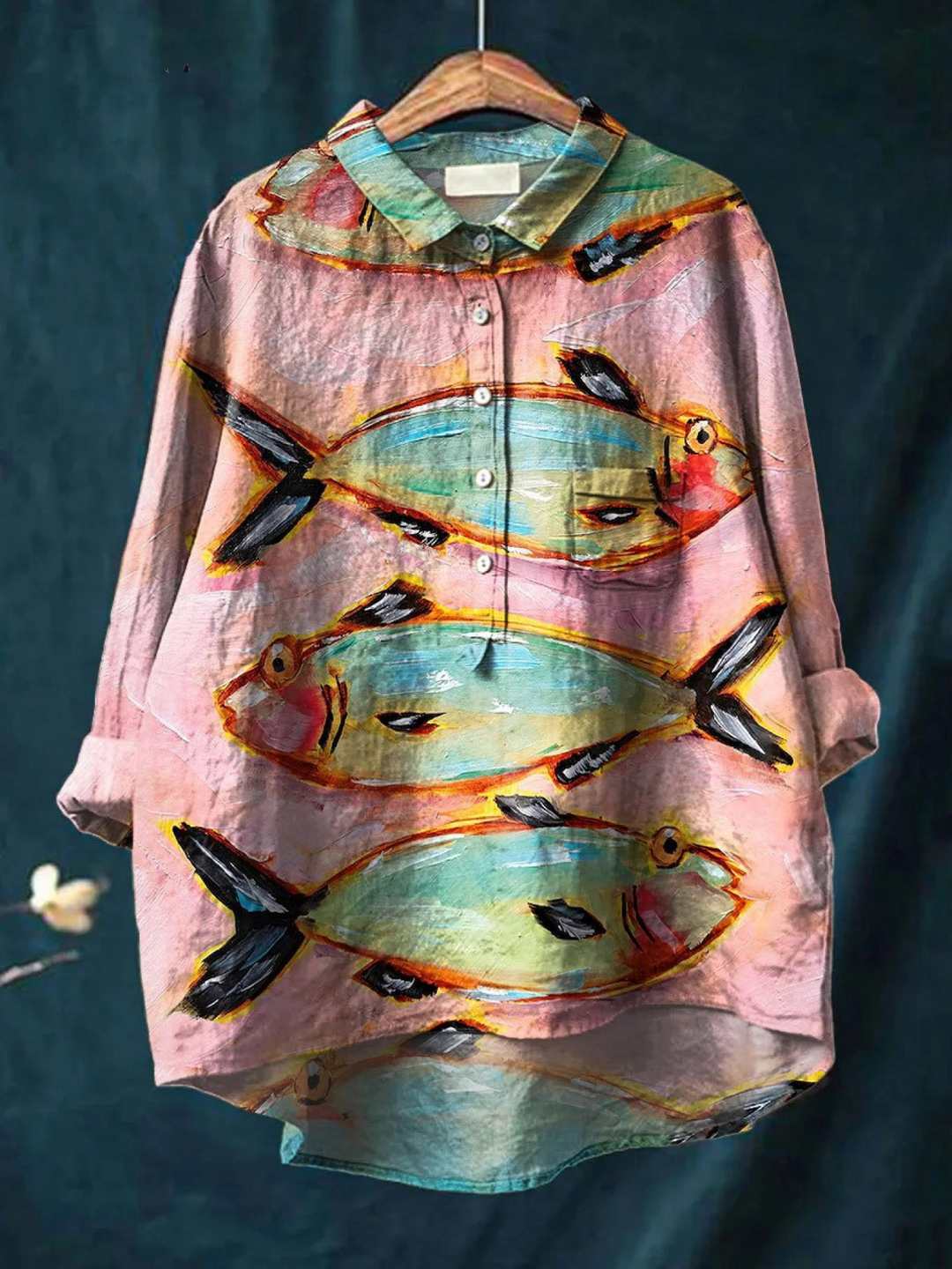 Eliza | Maglietta Casual Vintage con Stampa di Pesci per Donne