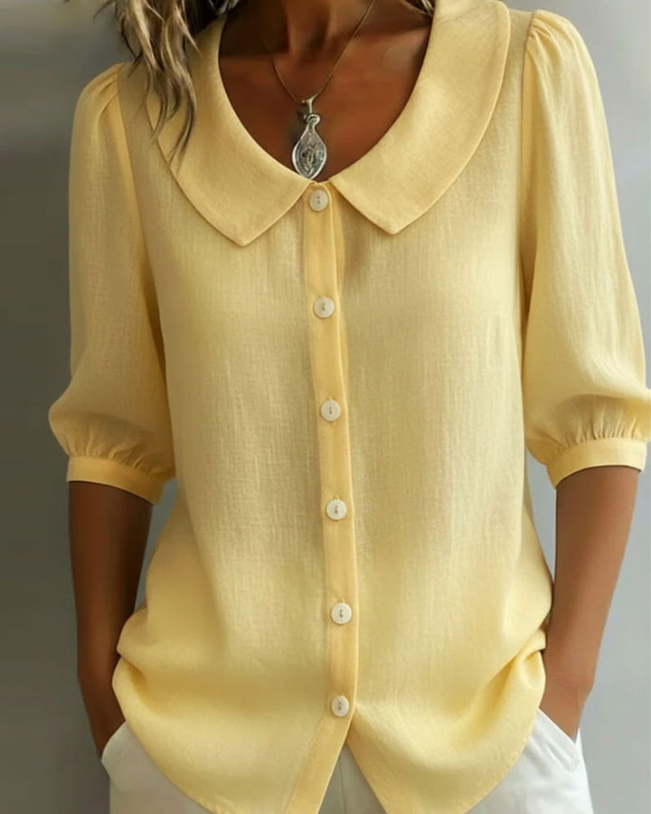 Alessia Camicia in cotone a maniche medie con colletto Peter Pan