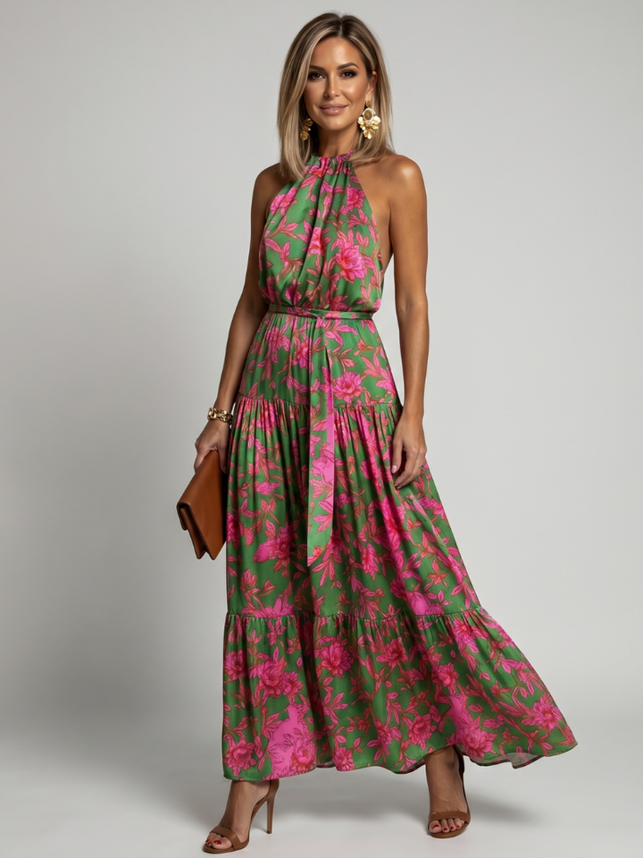 Rowen | Abito Midi con Collo All'Americana Drappeggiato