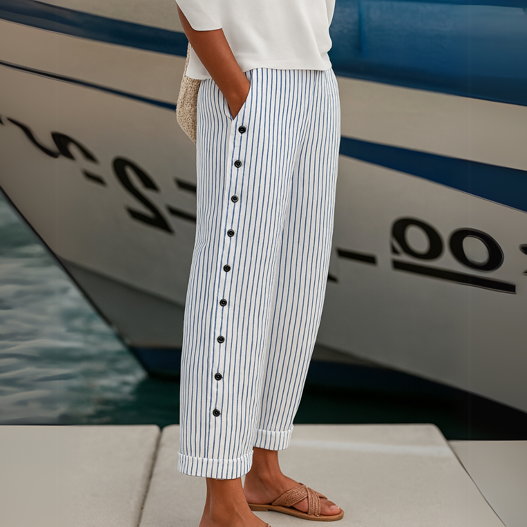 Caitlin | Eleganti Pantaloni a Strisce con Bottoni