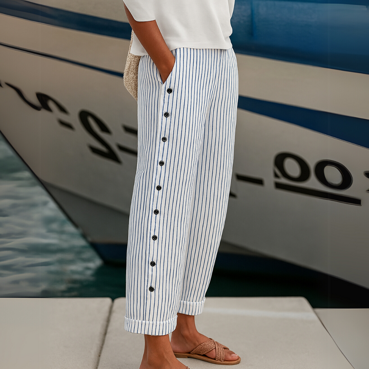 Caitlin | Eleganti Pantaloni a Strisce con Bottoni