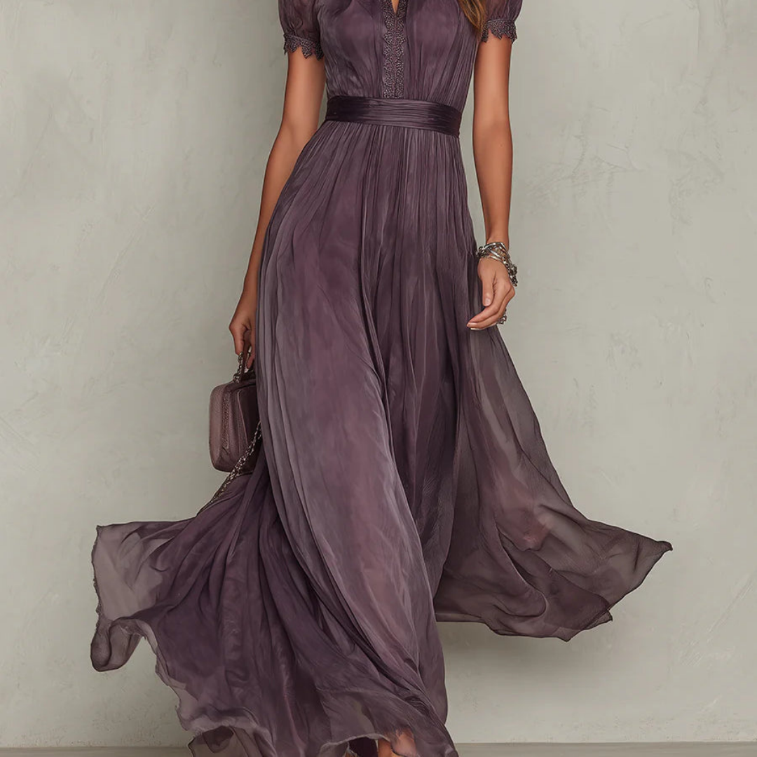 Vivienne | Abito Maxi in Chiffon con Pizzo