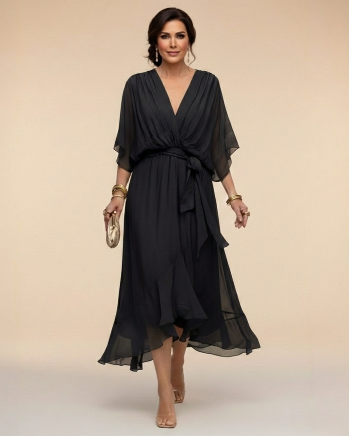 Julieta | Abito in chiffon scollo a V