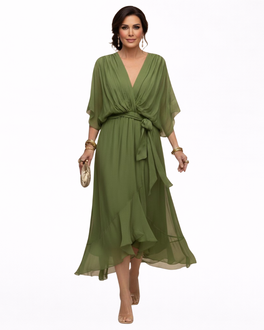 Julieta | Abito in chiffon scollo a V
