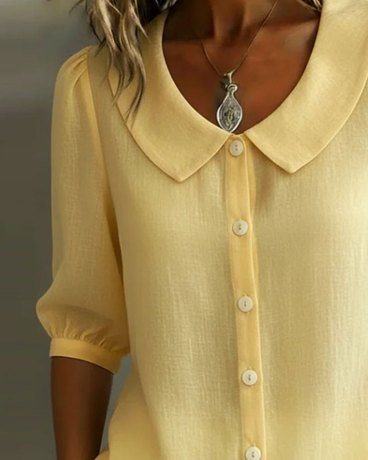 Alessia Camicia in cotone a maniche medie con colletto Peter Pan