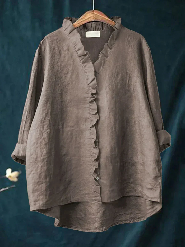 Lily | Blusa in Cotone e Lino con Volant