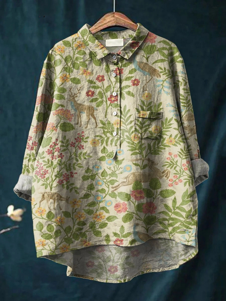 Georgia | Maglietta casual con stampa artistica floreale vintage per donne