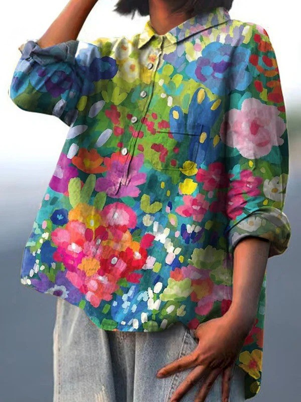 Rebecca | Camicia Casual Vintage Donna con Stampa Floreale