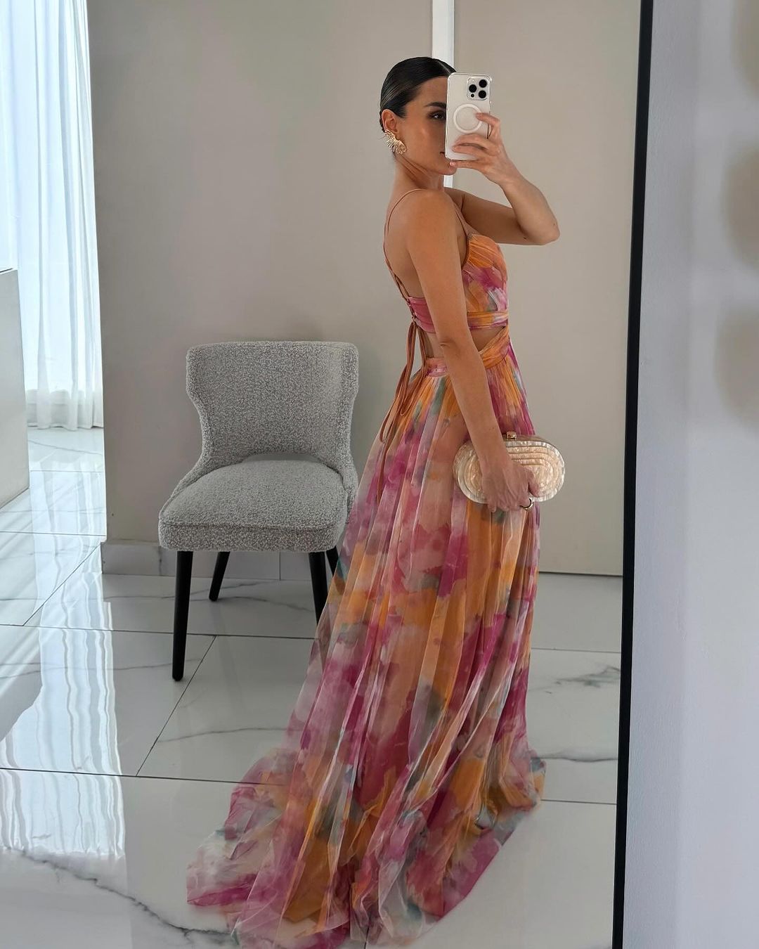 Claudia |™ Abito lungo incantevole con stampa floreale