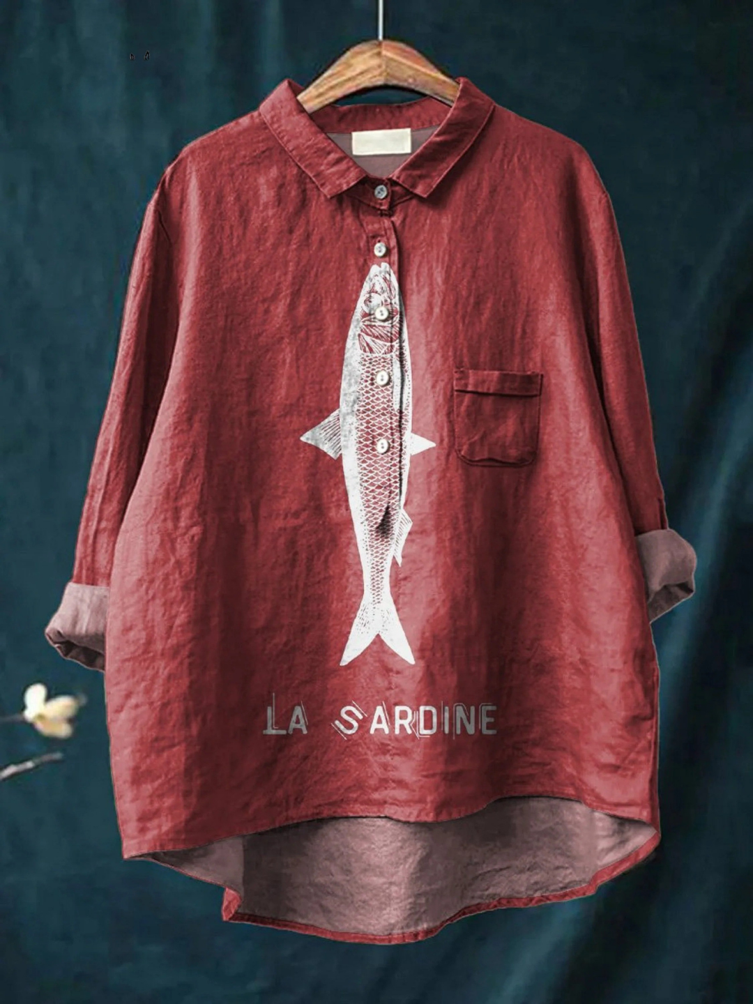 Sophie | Maglietta Casual da Donna con Grafica di Pesce Sardina Stampata