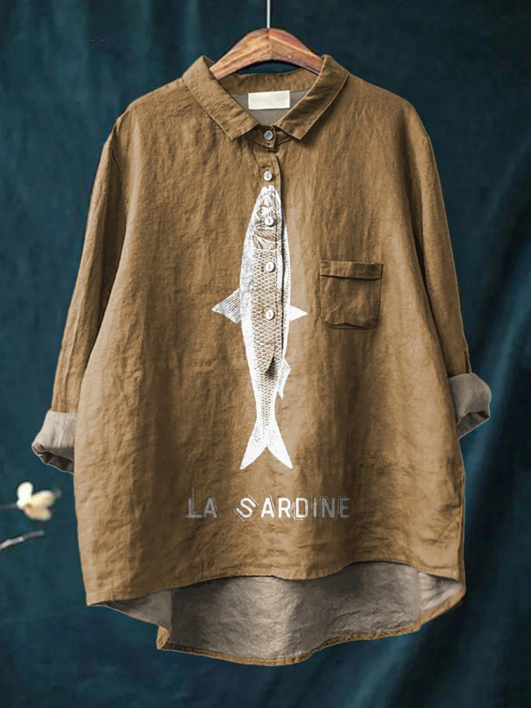 Sophie | Maglietta Casual da Donna con Grafica di Pesce Sardina Stampata
