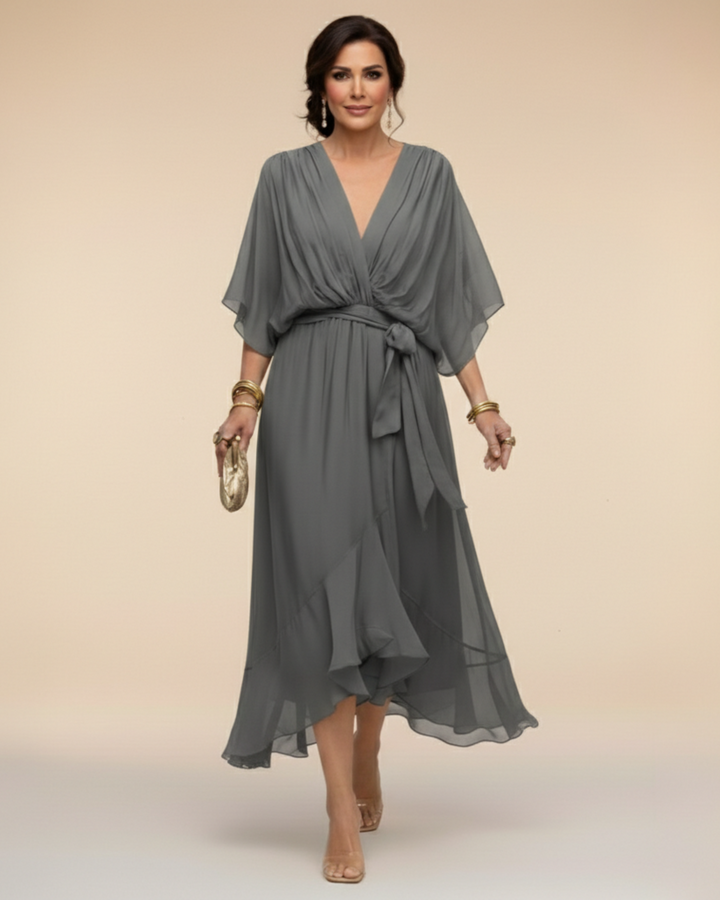 Julieta | Abito in chiffon scollo a V