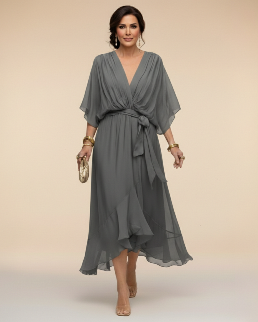 Julieta | Abito in chiffon scollo a V