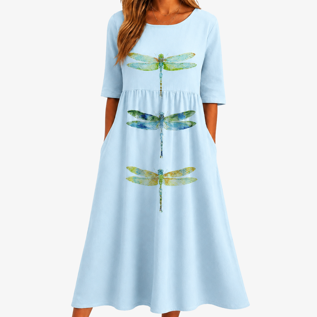 Abito Midi con Tasche Dragonfly Sky Meadow