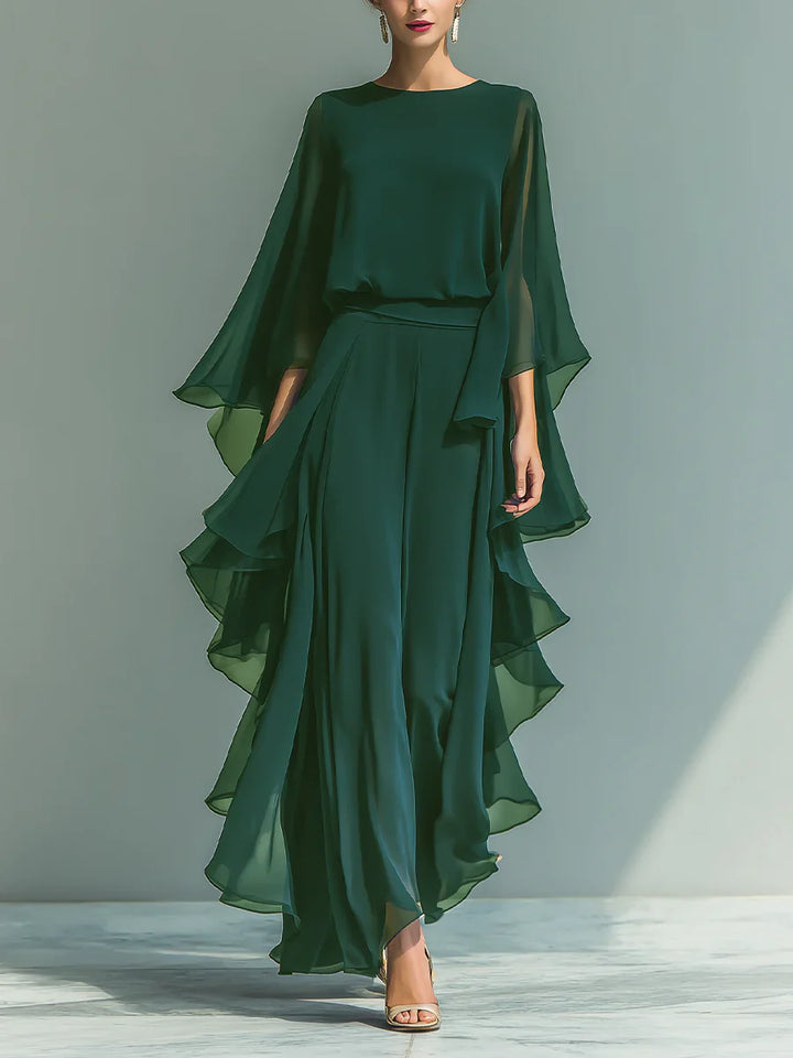 Anna | Completo Elegante in Chiffon con Volant