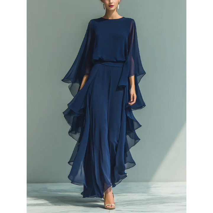 Anna | Completo Elegante in Chiffon con Volant