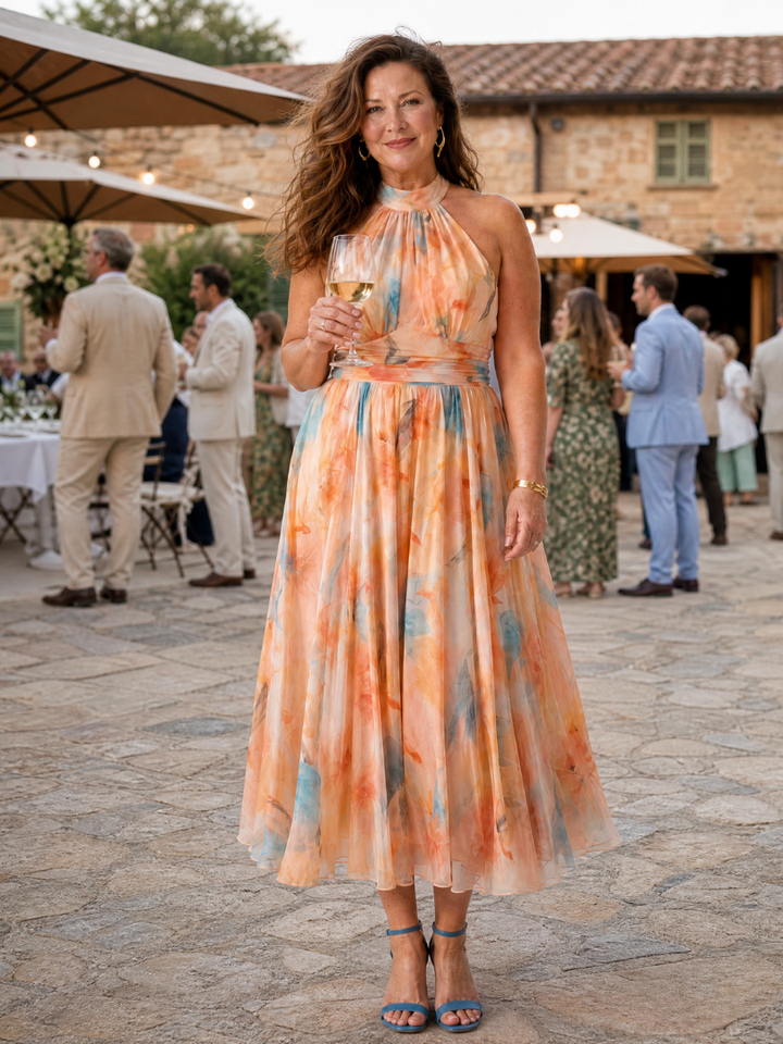 Elin | Abito Midi con Collo Halter Morbido