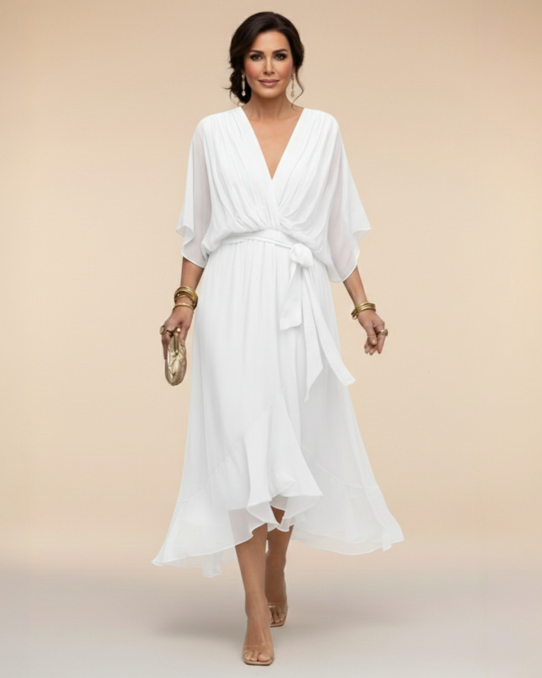 Julieta | Abito in chiffon scollo a V