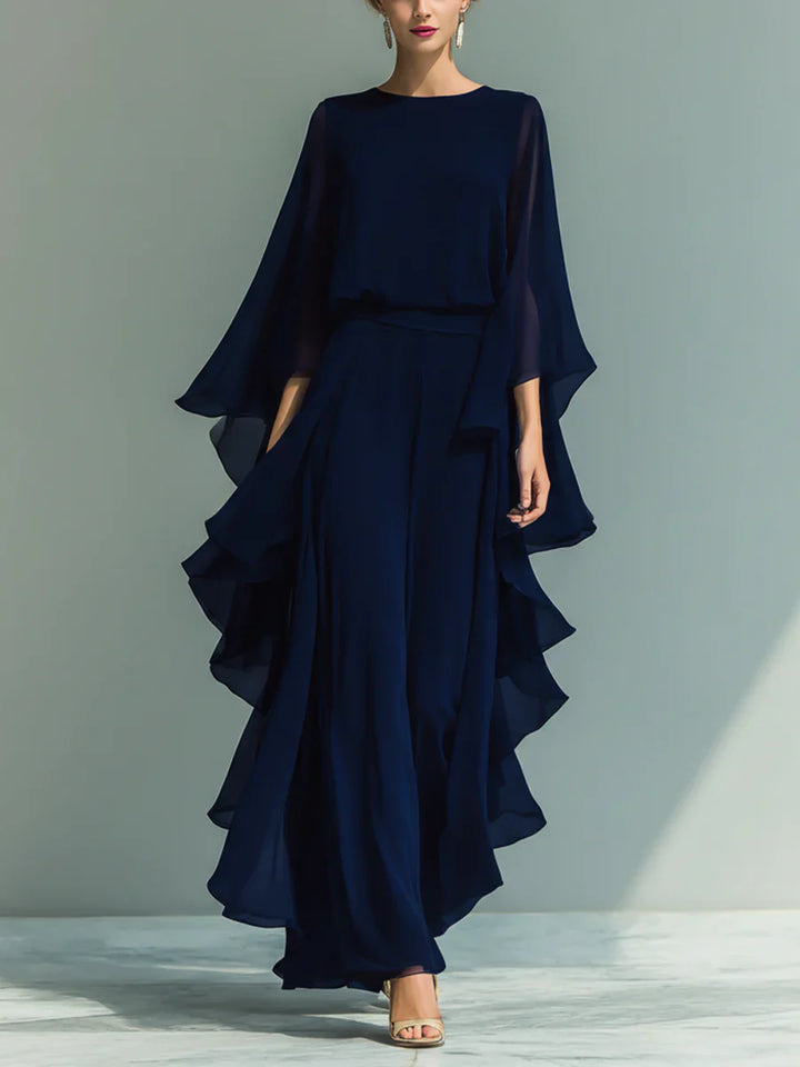 Anna | Completo Elegante in Chiffon con Volant