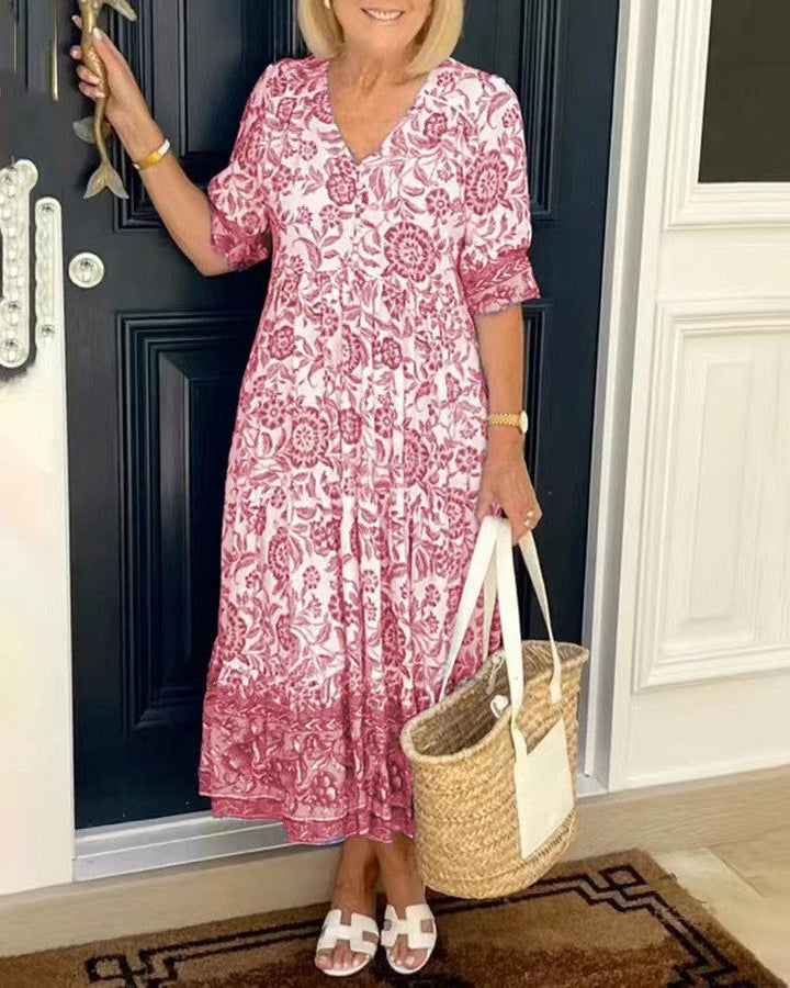 Emma | Abito Floreale con Scollatura a V Elegante