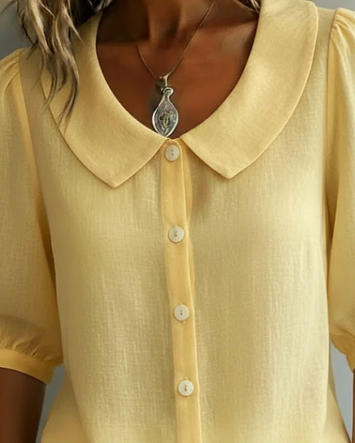 Alessia Camicia in cotone a maniche medie con colletto Peter Pan