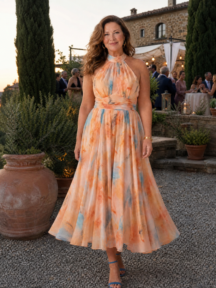 Elin | Abito Midi con Collo Halter Morbido