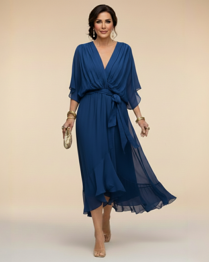 Julieta | Abito in chiffon scollo a V