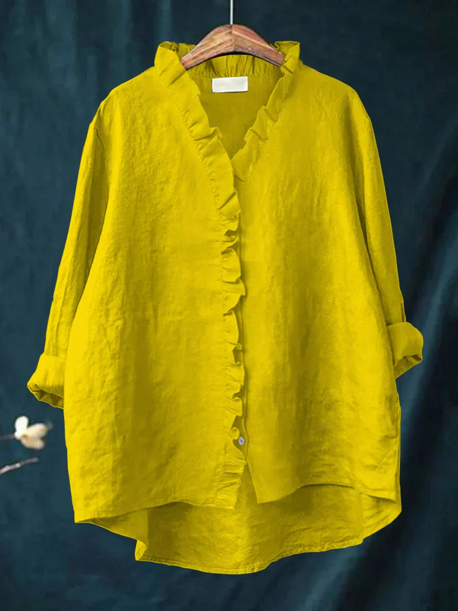 Lily | Blusa in Cotone e Lino con Volant