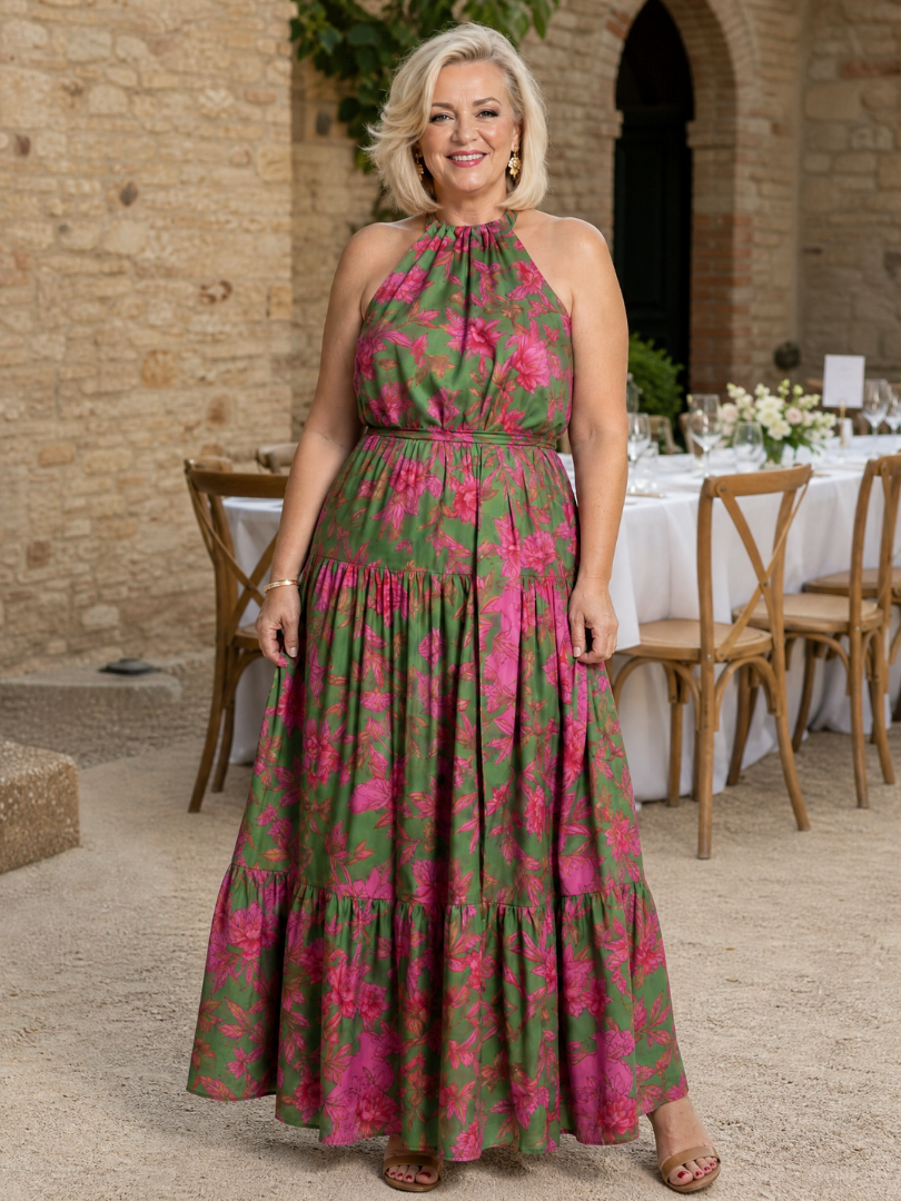 Rowen | Abito Midi con Collo All'Americana Drappeggiato